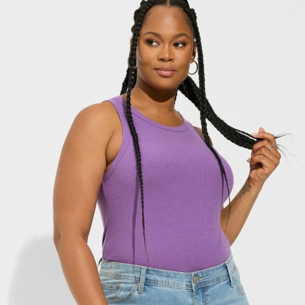 Torrid - Super Soft Rib High Neck Tank Top in Purple Heart